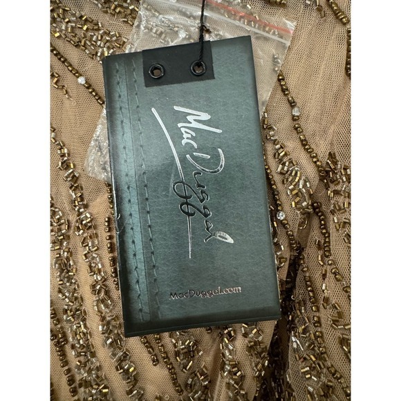 Mac Duggal Size 10 $598 NWT Long Sleeve Heavily Beaded Column Gown Mocha - Picture 8 of 12